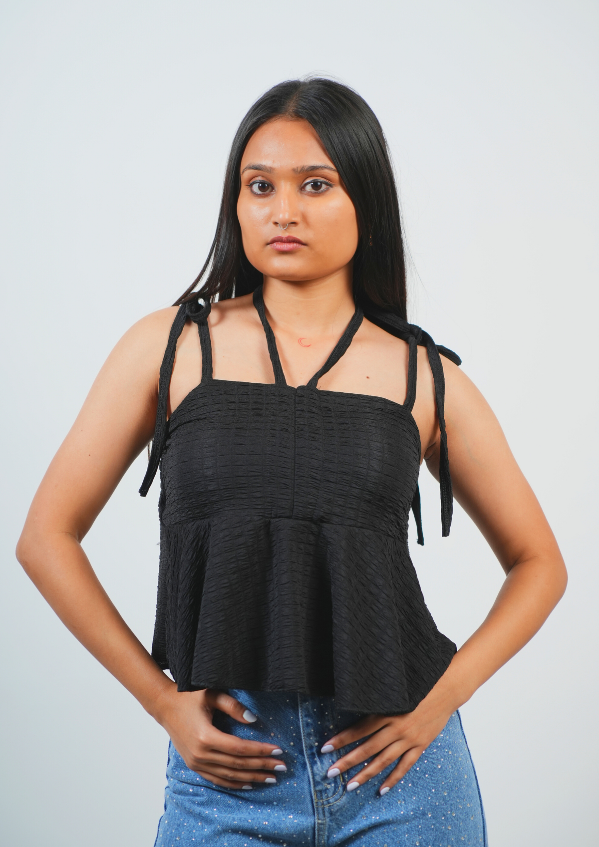 Elegant Top Featuring Knotted Sleeves Detail