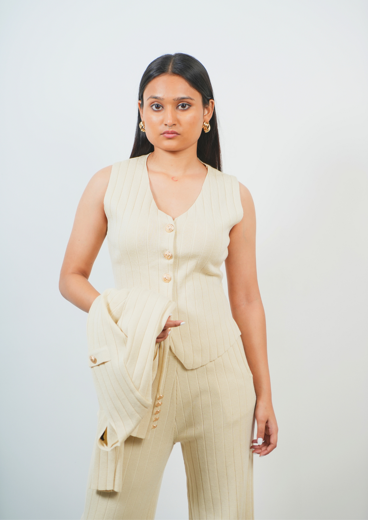 Classy Beige Three-Piece Set for a Timeless Style