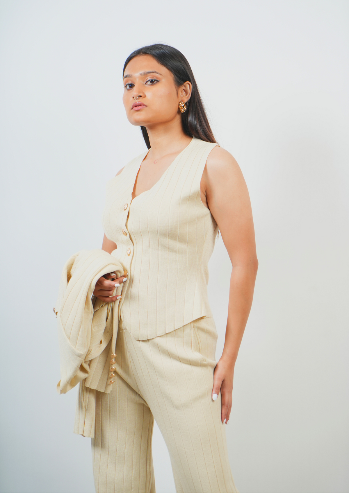 Classy Beige Three-Piece Set for a Timeless Style