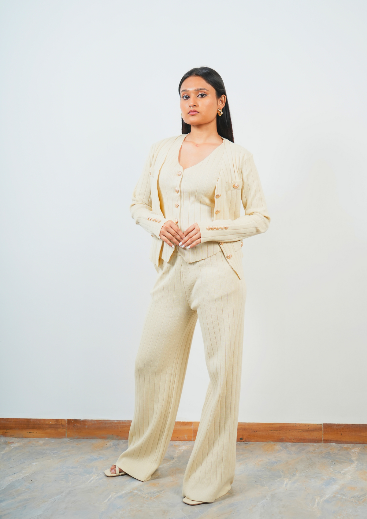 Classy Beige Three-Piece Set for a Timeless Style