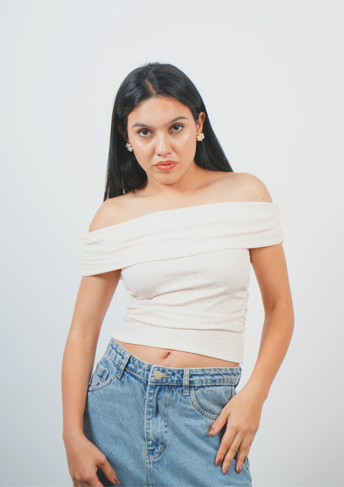 Cute Printed Off Shoulder Top