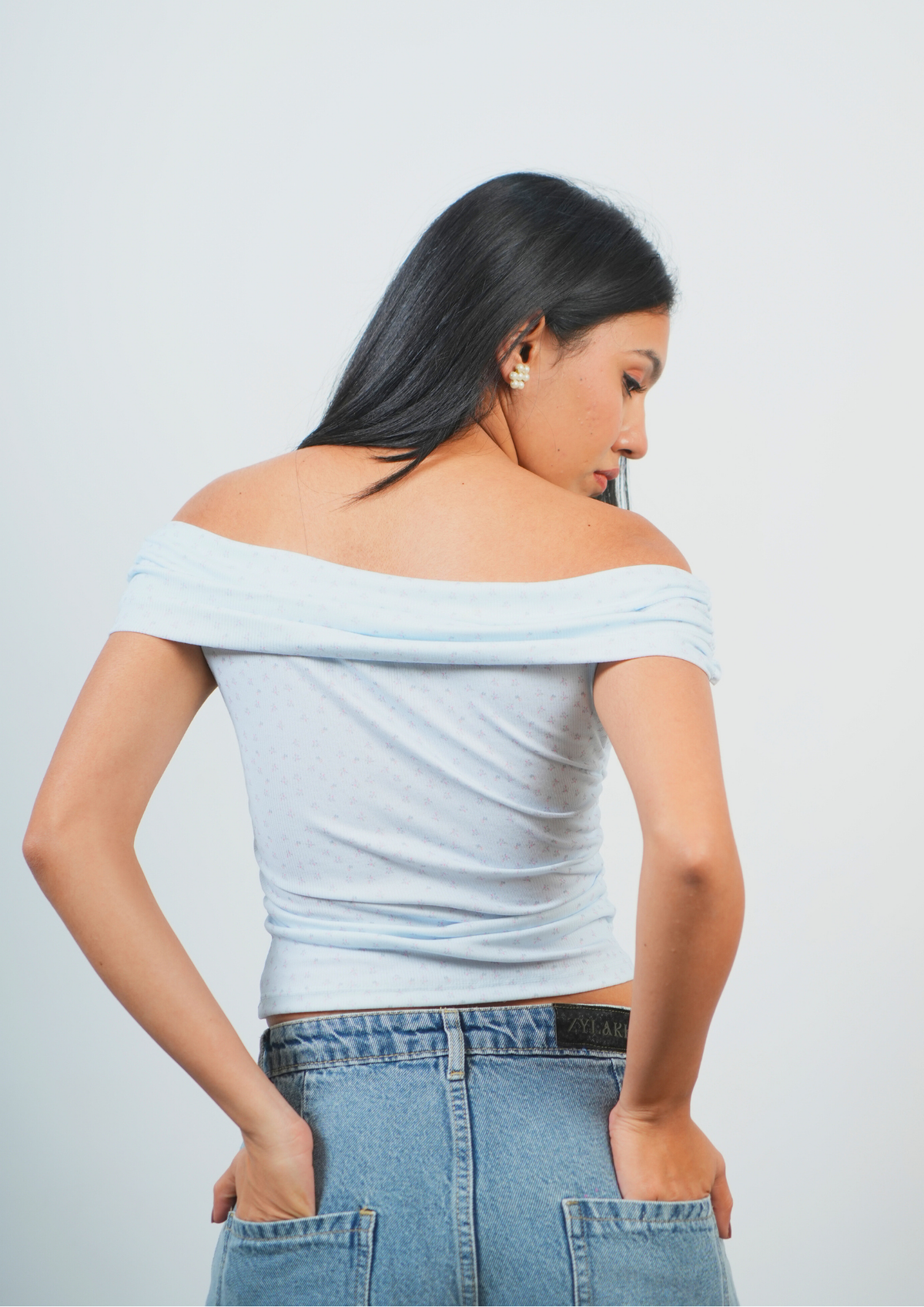 Cute Printed Off Shoulder Top