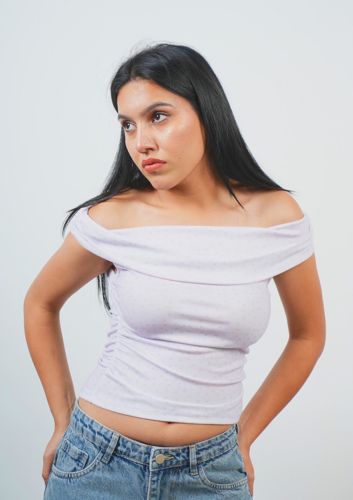 Cute Printed Off Shoulder Top