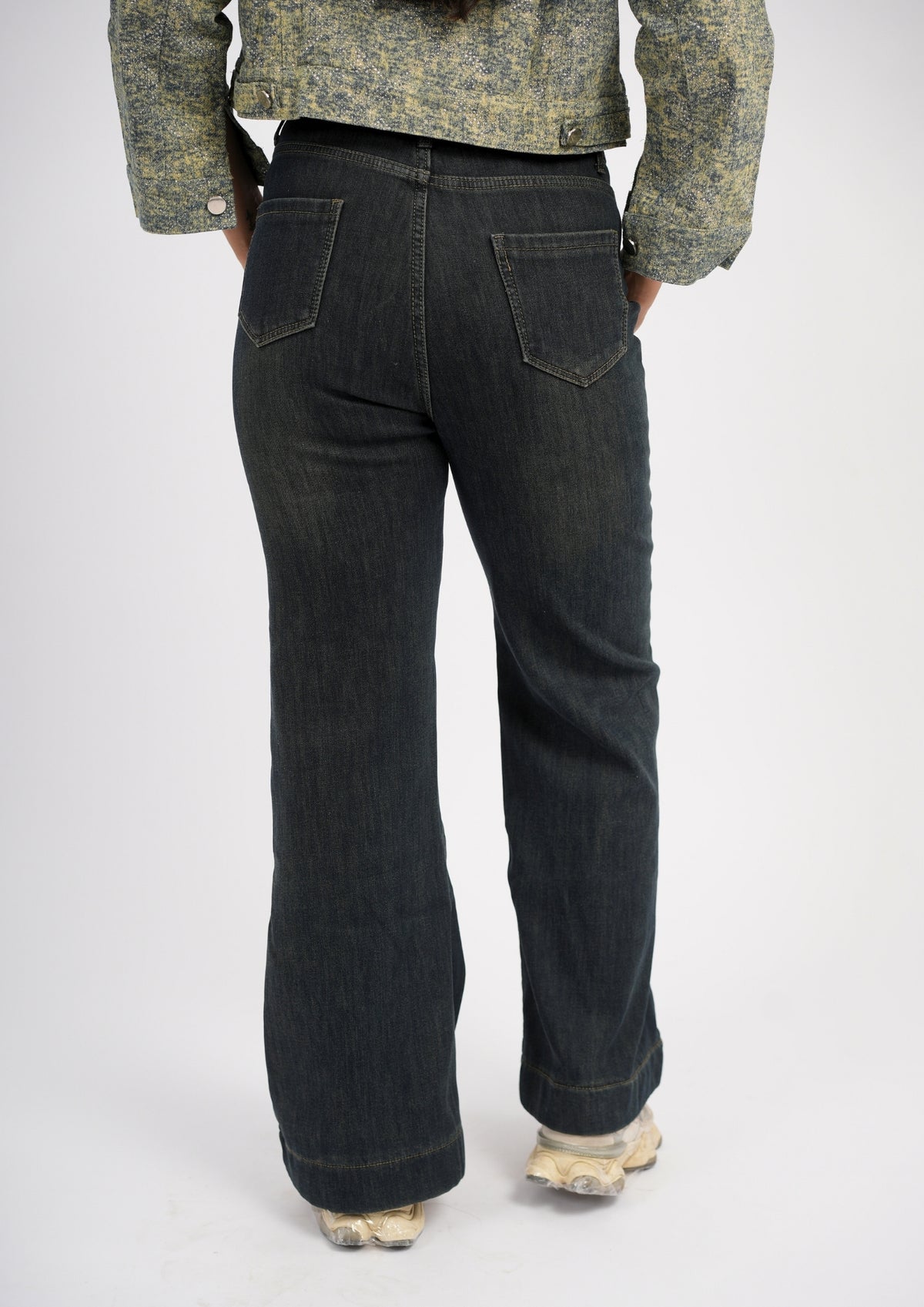 High Waist Flare Jeans With Fleece