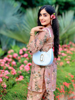Blush Pink Floral Short Kurti Set