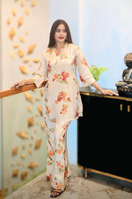 Cream Floral Short Kurti Set