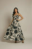 Monochrome Satin Bloom Maxi Dress