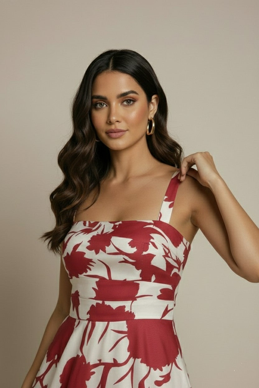 Monochrome Satin Bloom Maxi Dress