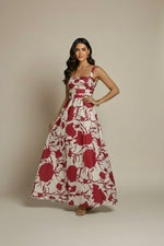 Monochrome Satin Bloom Maxi Dress