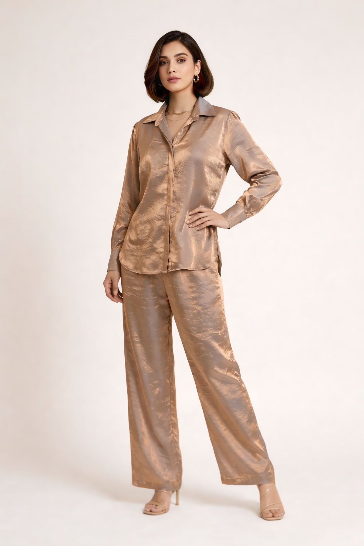 Golden Bronze Double-Shaded Co-Ord Set