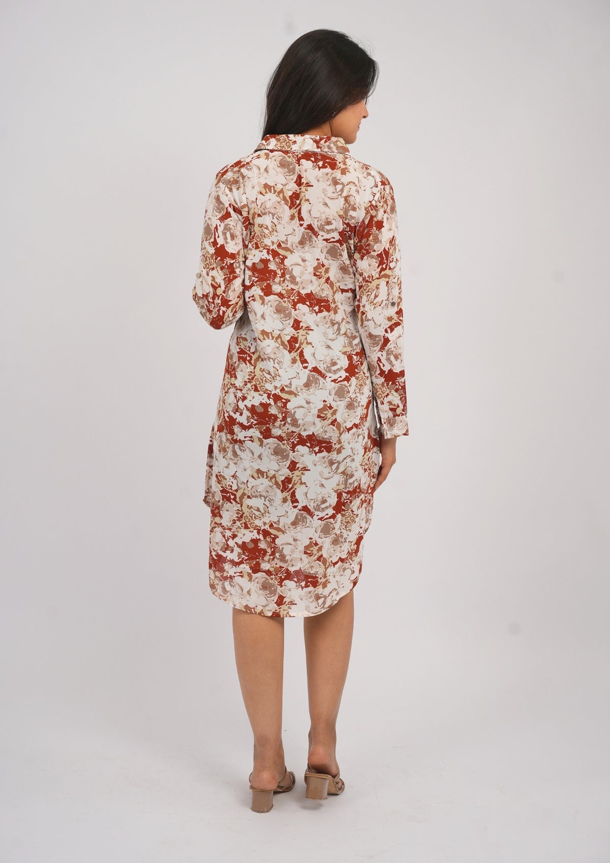 Effortless Style Shirt Dress in Printed Georgette