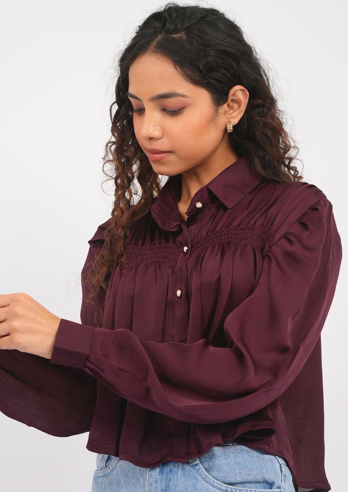 Airy Satin Bliss Full-Sleeve Top