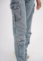 High Waist Cargo 8 Pocket Jeans