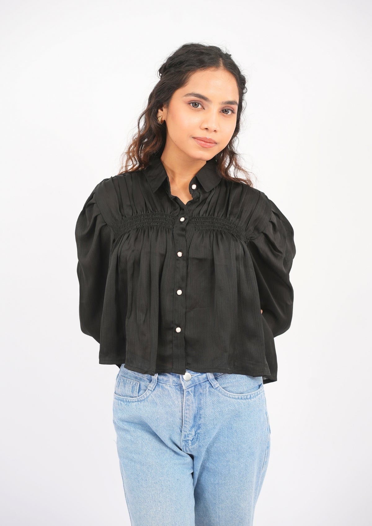 Airy Satin Bliss Full-Sleeve Top