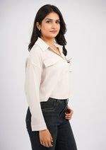 Iridescent Luxe Satin Crop Shirt