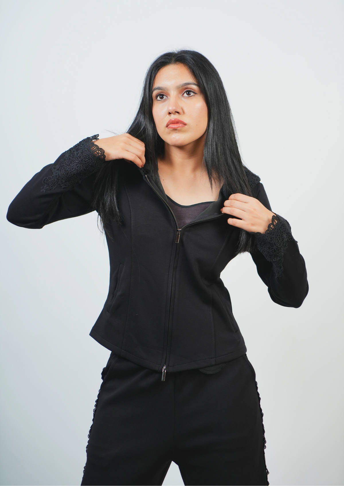 On-the-Go Black Capped Track Set for Ultimate Comfort