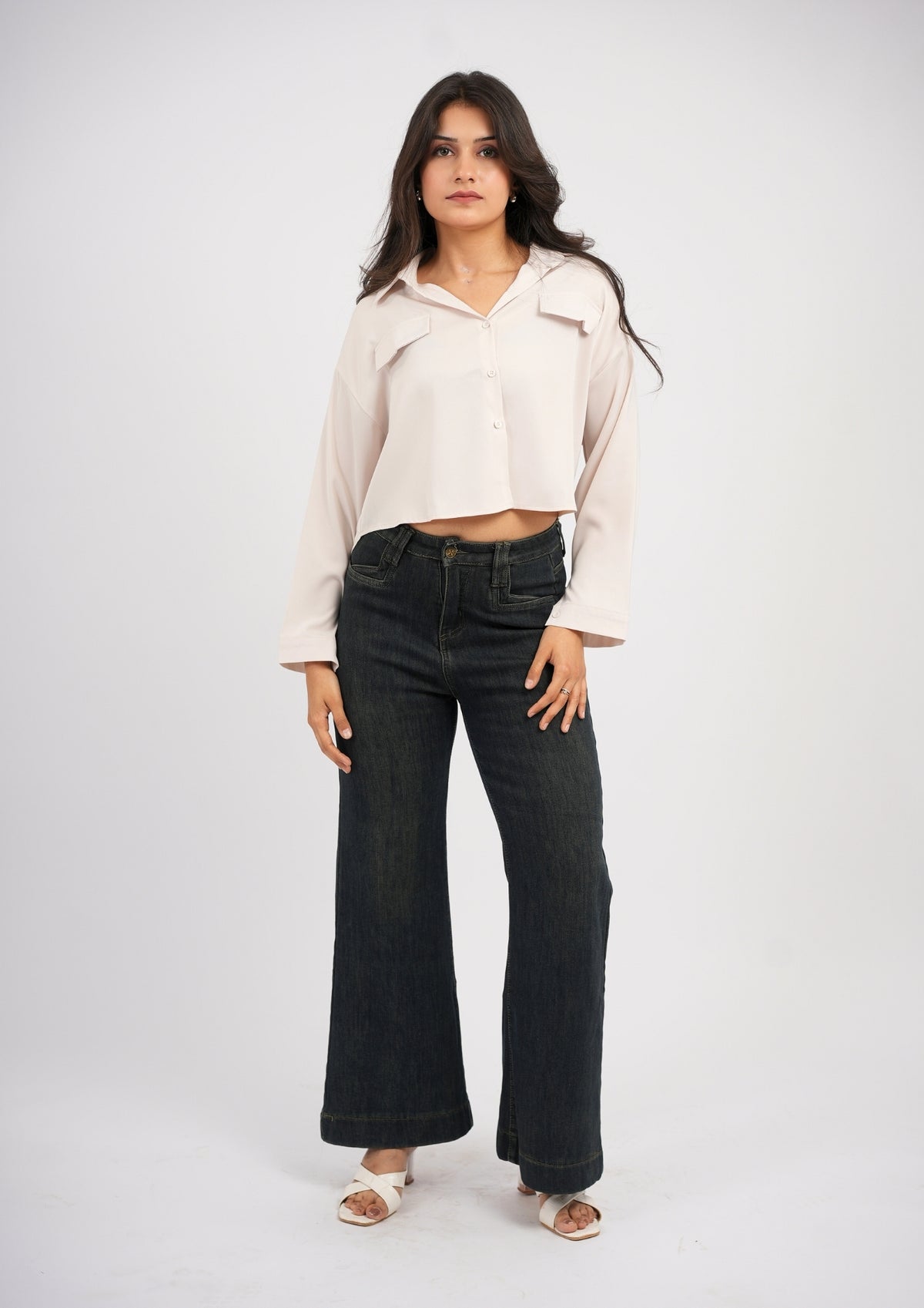 Iridescent Luxe Satin Crop Shirt