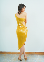 Glamorous Party Wear Dress with Side Cut and Waist Ring Detail