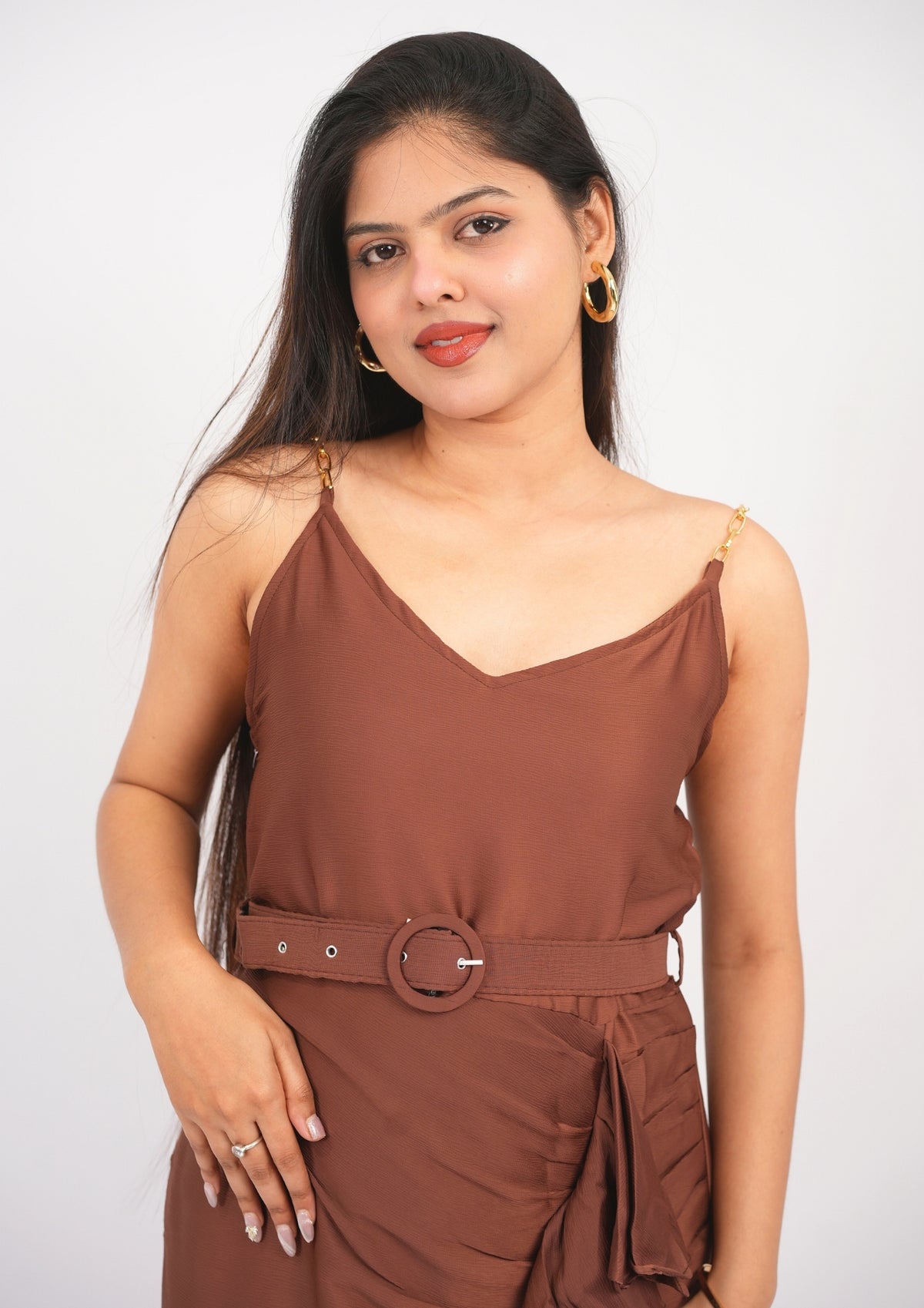 Shimmer & Grace Evening Dress with Belt