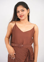 Shimmer & Grace Evening Dress with Belt