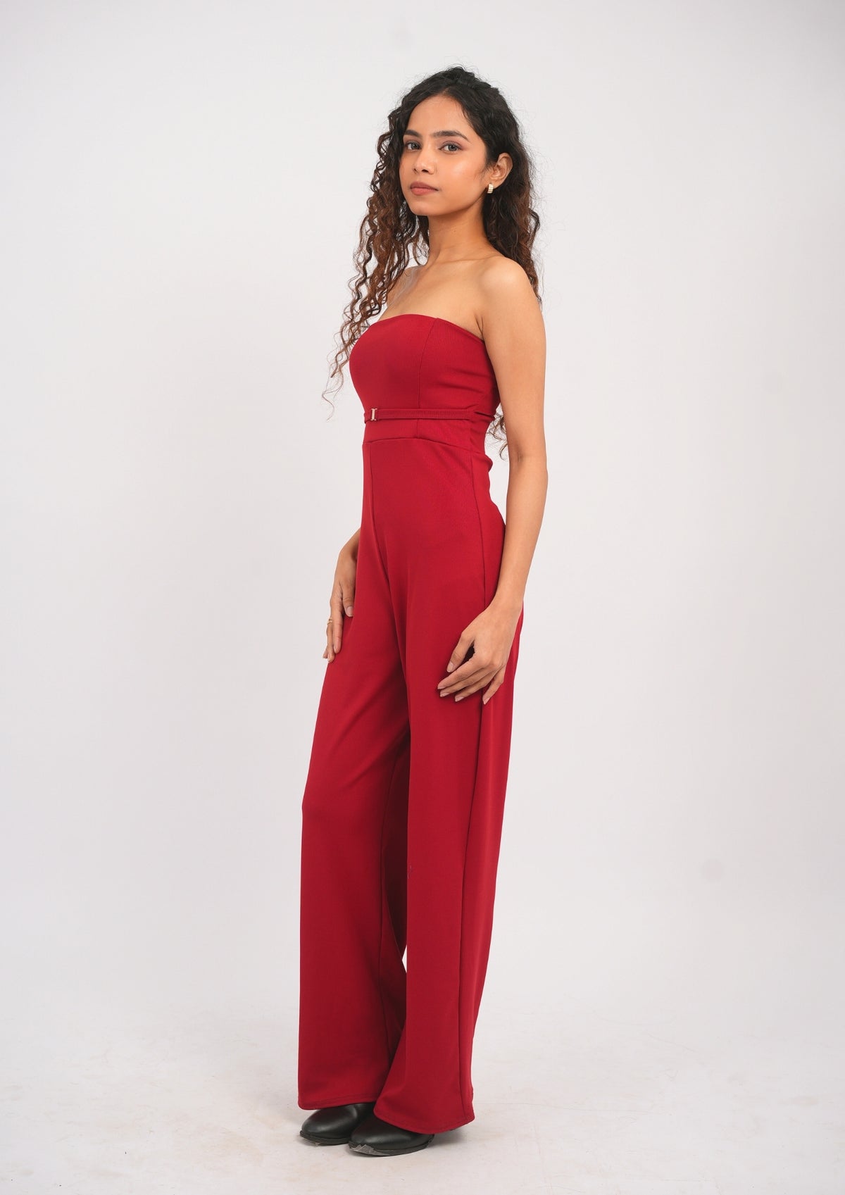 Statement Glam Belted Tube Less Jumpsuit