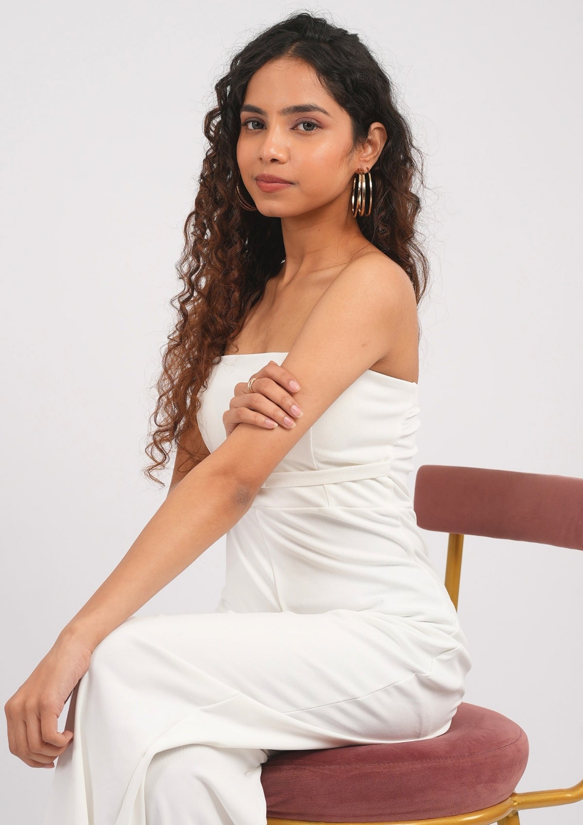 Statement Glam Belted Tube Less Jumpsuit