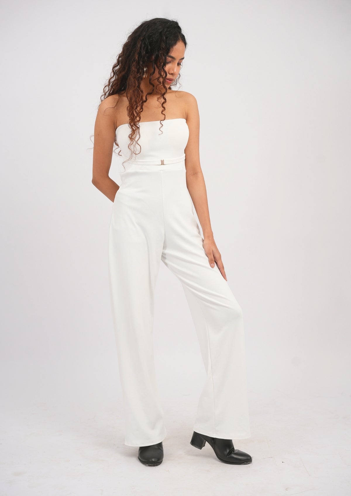 Statement Glam Belted Tube Less Jumpsuit