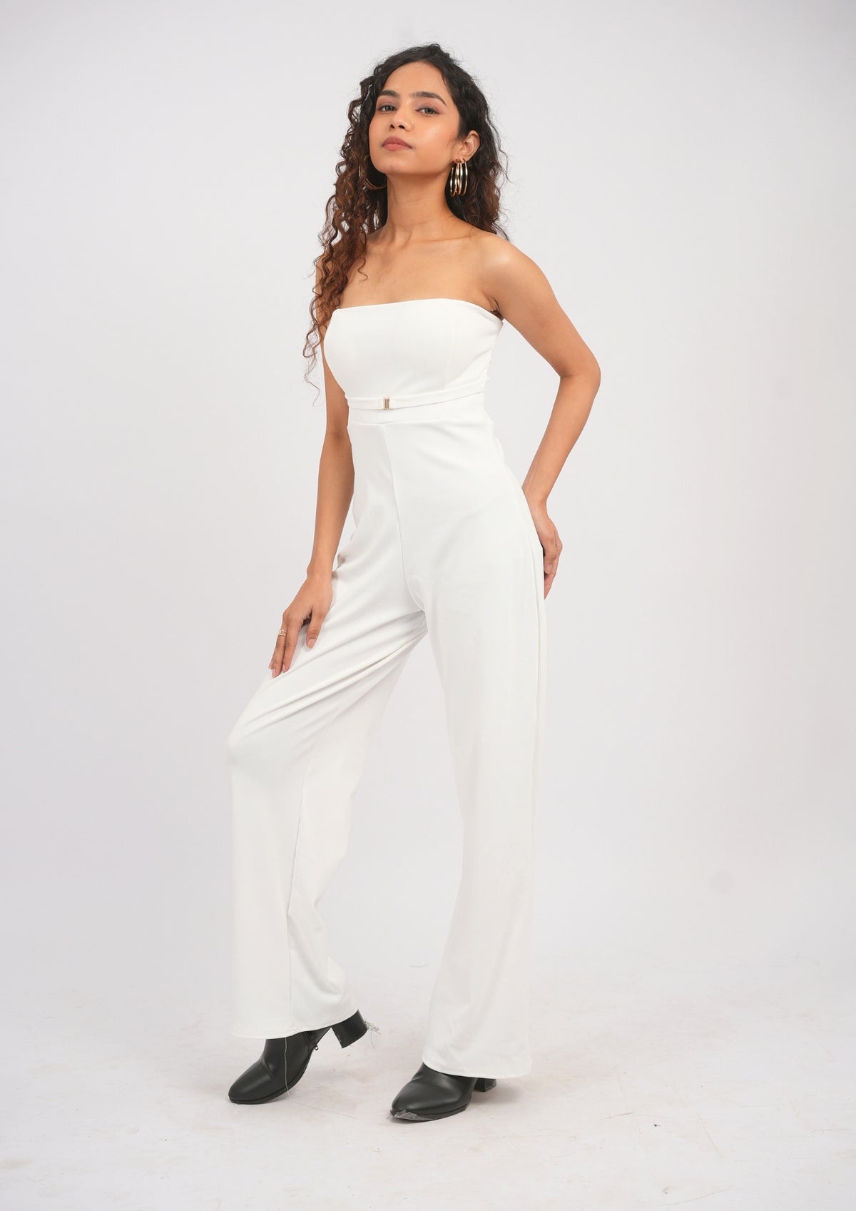 Statement Glam Belted Tube Less Jumpsuit
