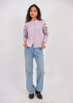 Smart-Casual Check Shirt with Chic Net 3/4th Sleeves