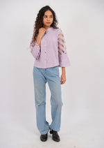 Smart-Casual Check Shirt with Chic Net 3/4th Sleeves