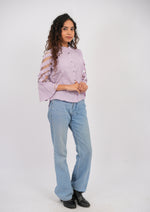 Smart-Casual Check Shirt with Chic Net 3/4th Sleeves
