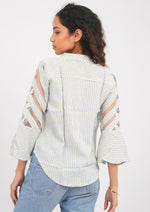 Smart-Casual Check Shirt with Chic Net 3/4th Sleeves
