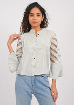 Smart-Casual Check Shirt with Chic Net 3/4th Sleeves