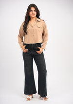 Iridescent Luxe Satin Crop Shirt