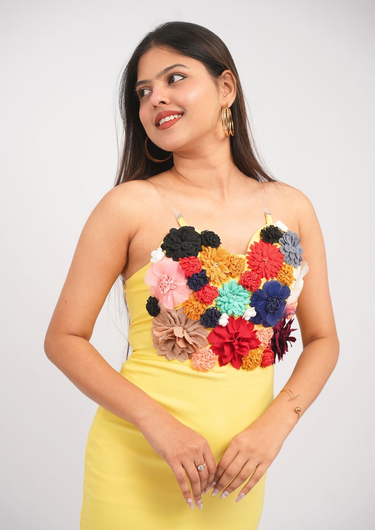 Colorful Bloom Elegance Statement Dress