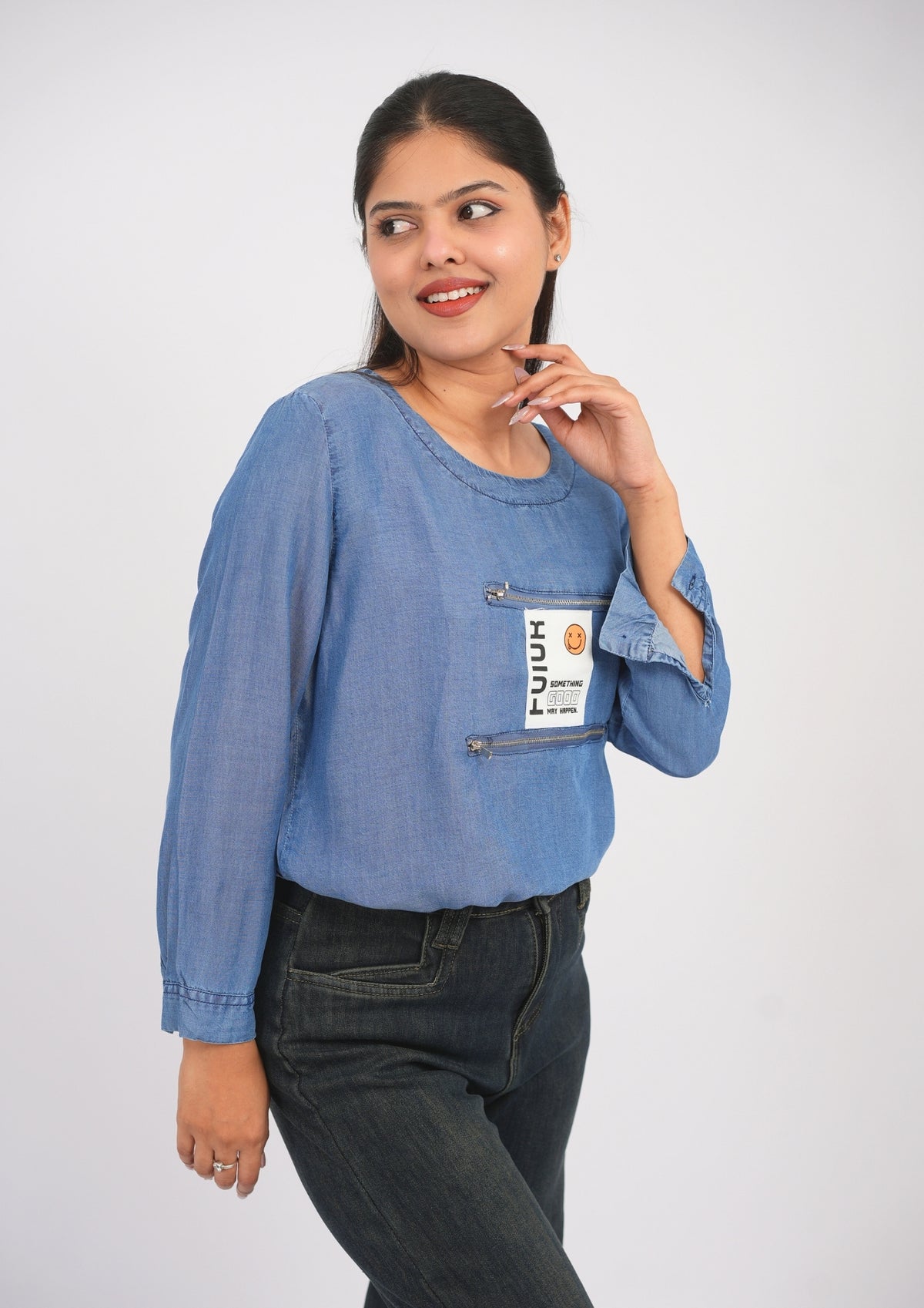 Effortless Denim-Tone Top