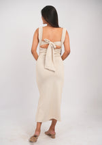 Stylish Backless Midi Dress with a Charming Back Bow Knot