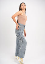 High Waist Cargo 8 Pocket Jeans