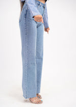 Straight Fit High Waist Jeans With Front Stone Work