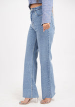 Straight Fit High Waist Jeans With Front Stone Work