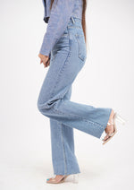 Straight Fit High Waist Jeans With Front Stone Work