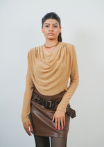 Shimmer Long Sleeve Top with Front Layer Design
