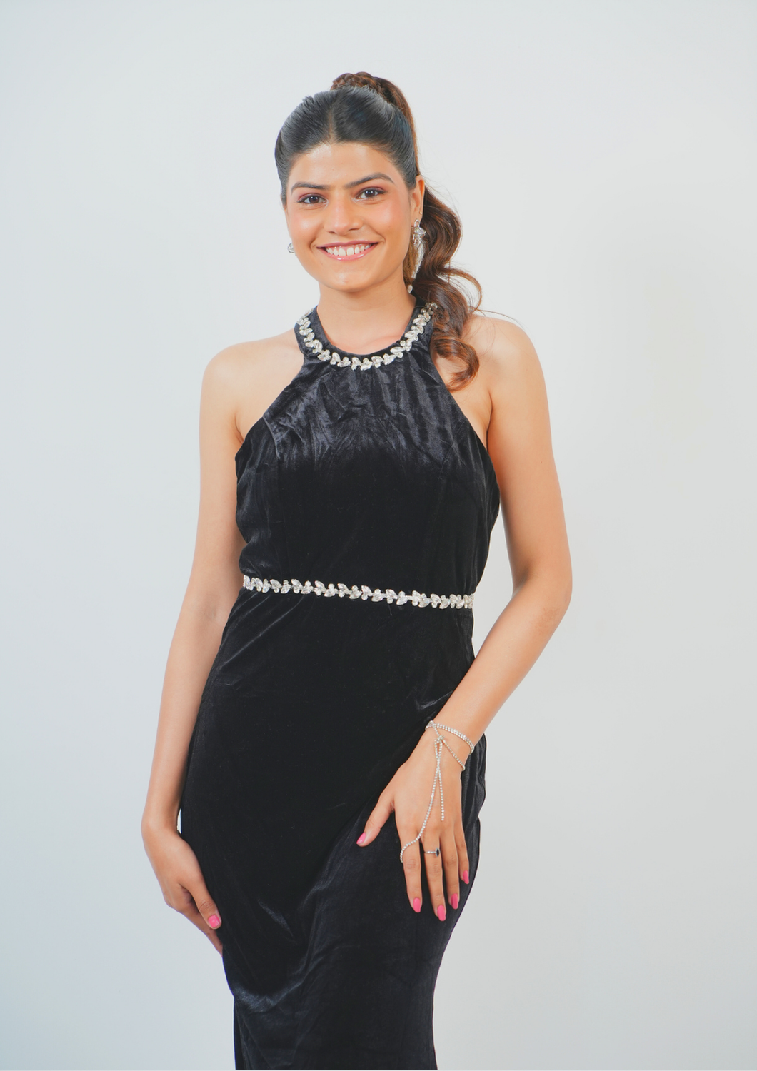 Timeless velvet, sparkling diamonds, Long Dress
