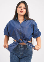 Street Style Front-Knot Denim Crop Top/Shirt