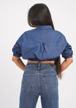 Street Style Front-Knot Denim Crop Top/Shirt