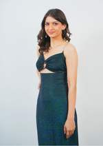 Greenish Shimmery Dress with Sexy Front