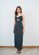 Greenish Shimmery Dress with Sexy Front