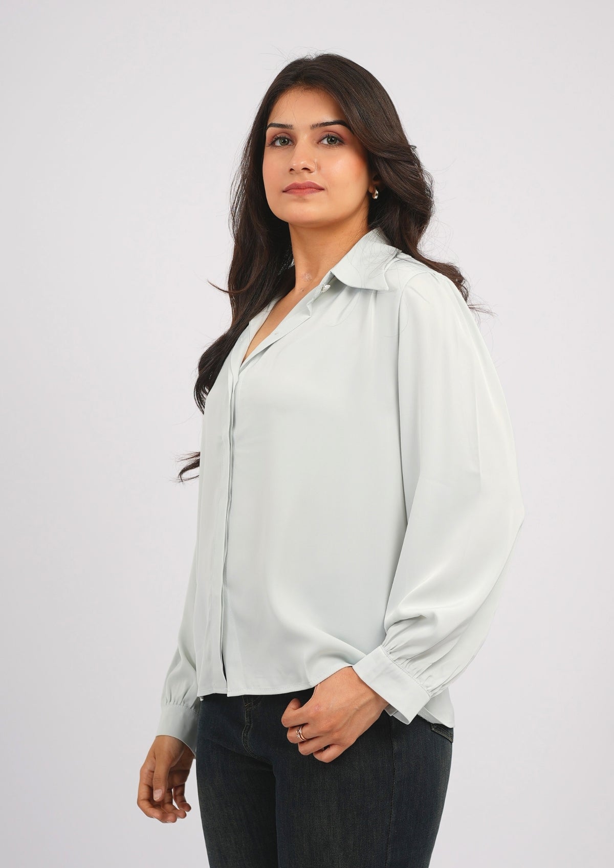 Radiant Poise Satin Statement Shirt
