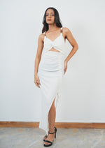 Fashionable Long Dress with Bold Side Slit and Solid Cut