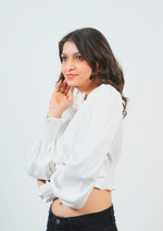 Dainty Pastel Satin Top with a Stylish Flower Tie knot